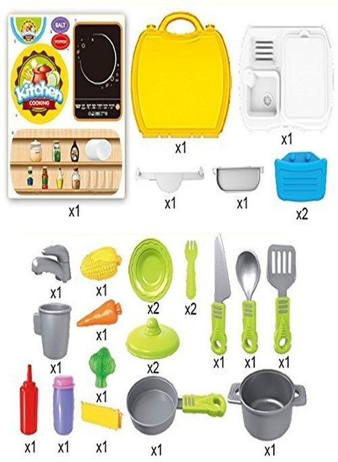 Plutofit? Kitchen Set Pretend Play Toys for Girls with Suitcase Carry Case, Set of 26pcs - Image 2